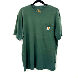 Carhartt Green Distressed Faded Green Short Sleeve Front Pocket TShirt Men Large